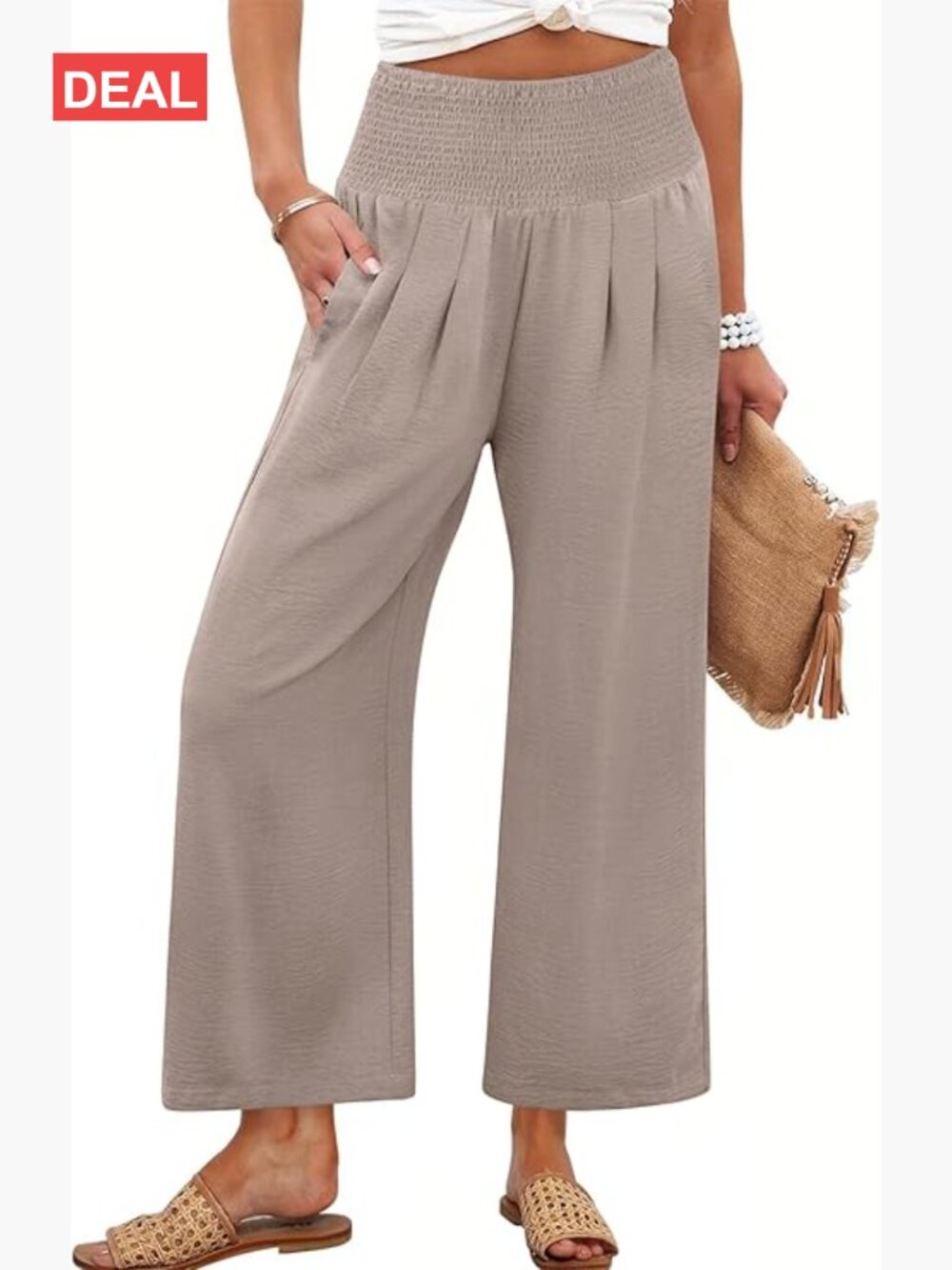 Womens Wide Leg High Waisted Palazzo Pants with Pockets Casual